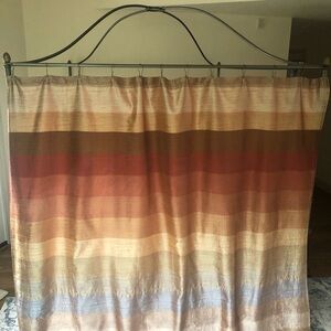 Multi-Color Shower Curtain with Antique Brass Hooks